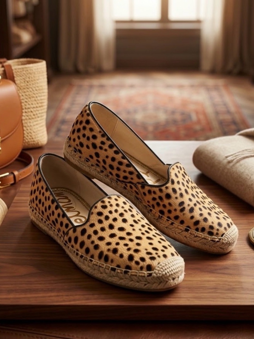 Sam Edelman Cheetah-Print Espadrille Flats - Tan/Black